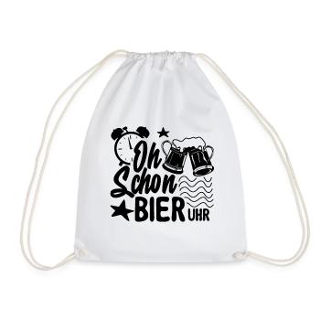 Oh Schon Bier Uhr. Party Outfit - Turnbeutel - Weiß - Vorne
