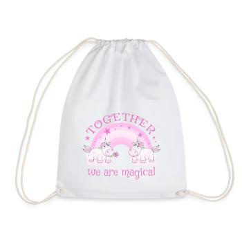 Unicorn love rainbow together we are magical - Drawstring Bag - white - Front