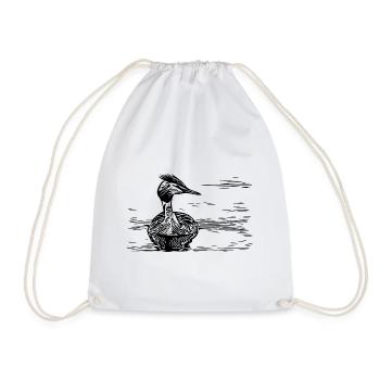 Vintage Haubentaucher schwimmend auf Fluss - Turnbeutel - Weiß - Vorne
