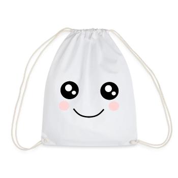 Kawaii, eyes, face - Drawstring Bag - white - Front