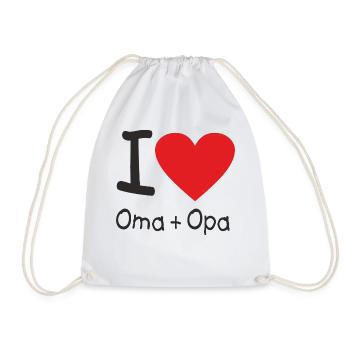 I Love OMA + OPA - RAHMENLOS Baby - Turnbeutel - Weiß - Vorne