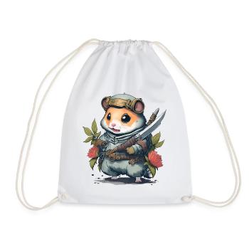Ninja Hamster Battle Master. Hamsters in battle mode - Drawstring Bag - white - Front
