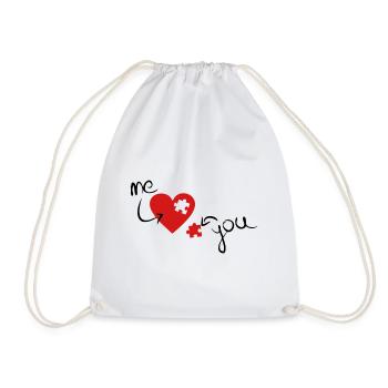 Me and You - Missing Puzzle Piece to my Heart - Drawstring Bag - white - Front