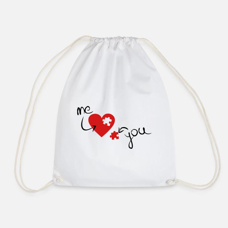 Me and You - Missing Puzzle Piece to my Heart - Drawstring Bag - white