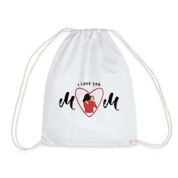 I love you Mom - Mutter Tochter Umarmung - Turnbeutel - Weiß - Vorne