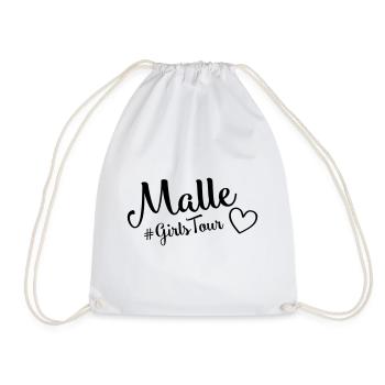 malle girls tour heart - Drawstring Bag - white - Front