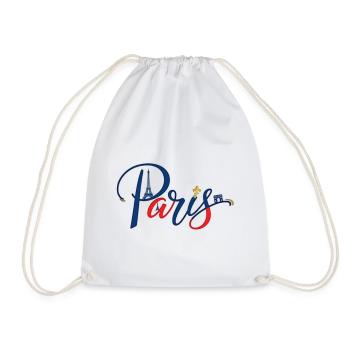 Paris Skyline Neon Lettering - Drawstring Bag - white - Front