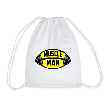 Farben änderbar | Muscle Man Logo - Turnbeutel - Weiß - Vorne