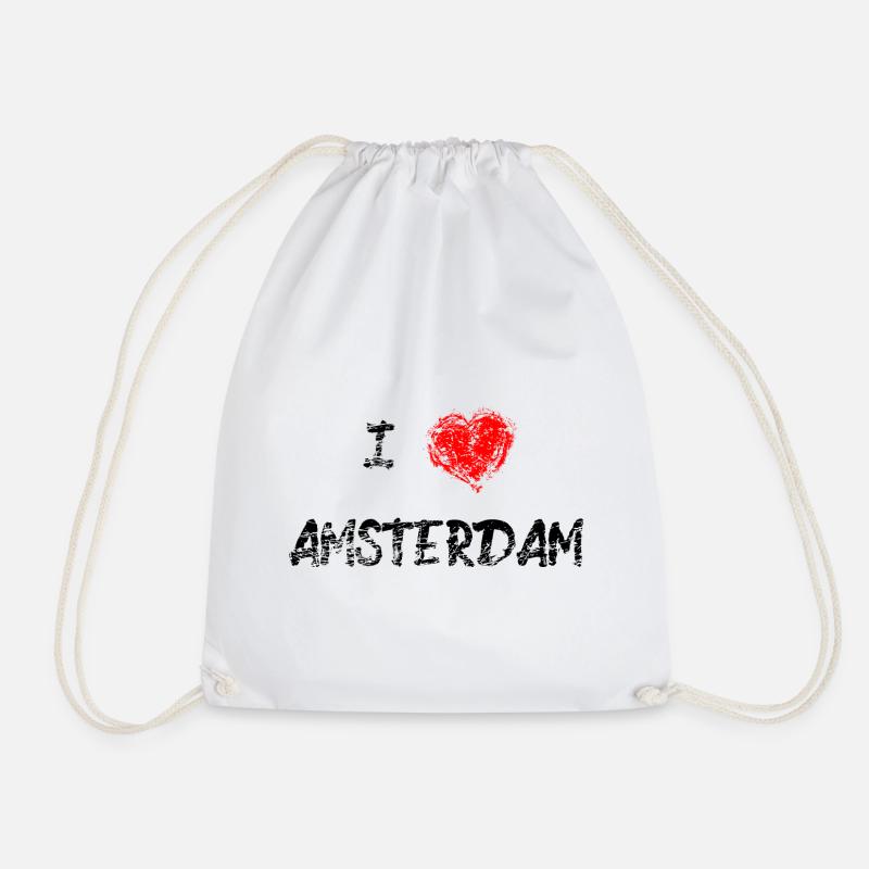 I Love Amsterdam love gift - Drawstring Bag - white