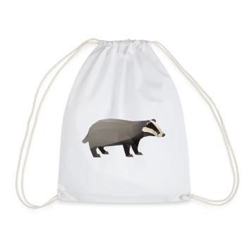 Badger forest animal conservation gift polygon - Drawstring Bag - white - Front