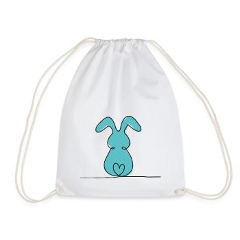 One-Line Bunny Colored - Drawstring Bag - white - Front