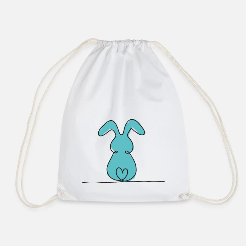 One-Line-Hase Farbig - Turnbeutel - Weiß