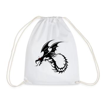 dragon tribal tattoo shape 2004 x - Drawstring Bag - white - Front