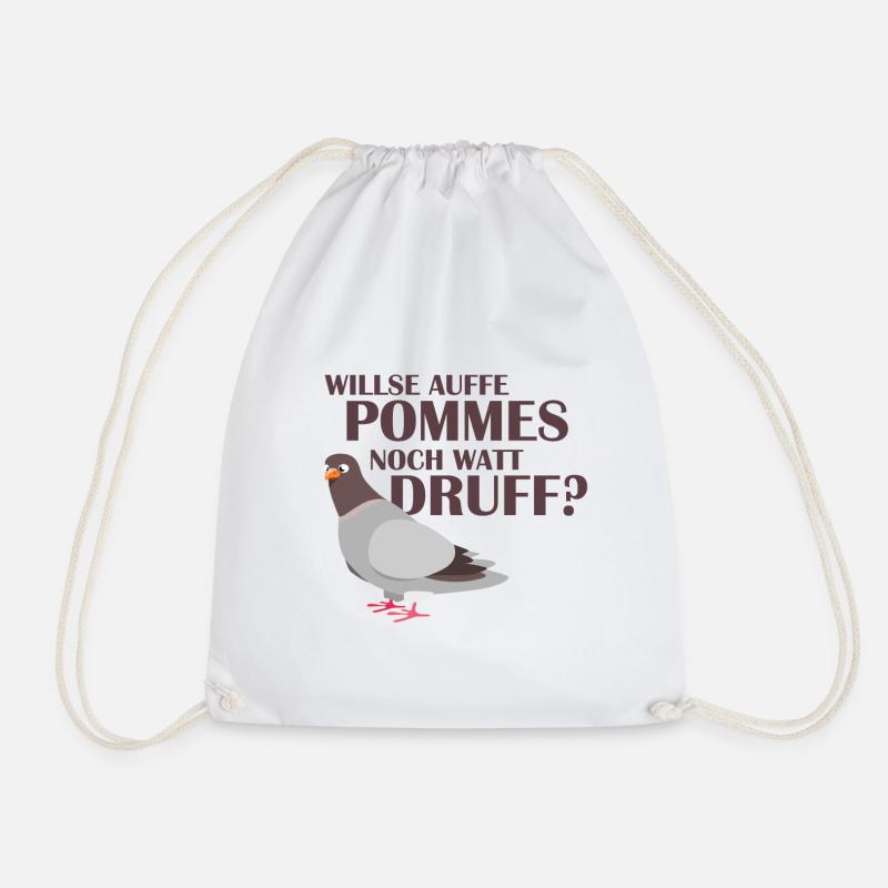 Ruhrpottflamingo Willse auffe Pommes watt druff? - Turnbeutel - Weiß