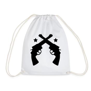 Crossed Pistols - Drawstring Bag - white - Front