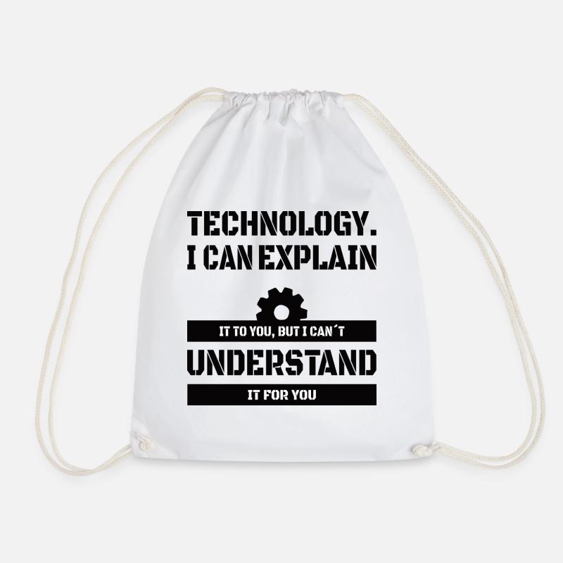 COMPUTER TEACHER: I Can Explain Technology - Drawstring Bag - white