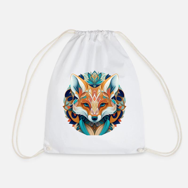 mysticcher Fuchs Mandala - Turnbeutel - Weiß
