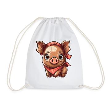 Schwein mit Bandana - Turnbeutel - Weiß - Vorne