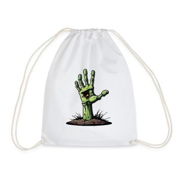 Zombie Hand / Halloween / Finger / Earth / Undead - Drawstring Bag - white - Front