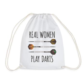 Real Women Play Darts - Funny Darts Players - Drawstring Bag - white - Front