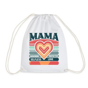 MOMLIFE Mama Design Mutterherz Mutterlieb - Turnbeutel - Weiß - Vorne