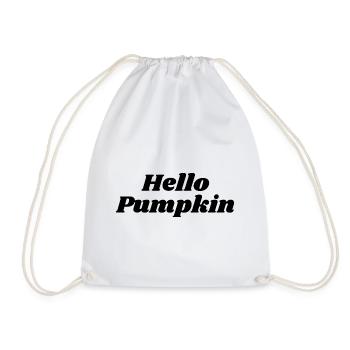 Hello Pumpkin | Welcome Fall Season Pumpkin Text - Drawstring Bag - white - Front
