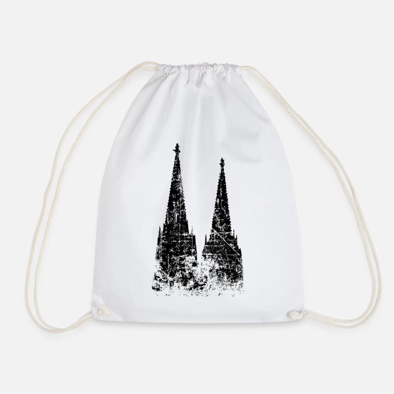 Kölner Dom aus Köln (Vintage/Schwarz) - Turnbeutel - Weiß