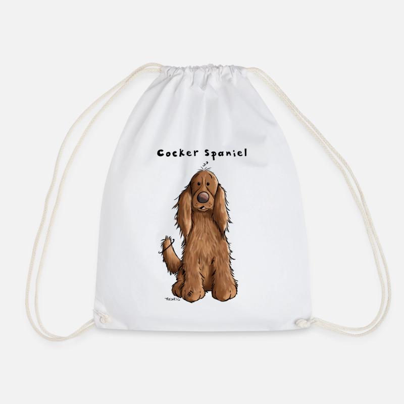 Funny Cocker Spaniel - Drawstring Bag - white