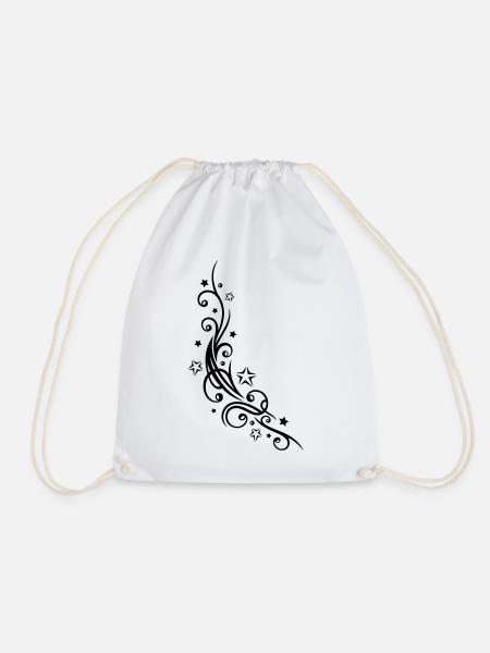 Tribal Tattoo ornament with stars. - Drawstring Bag - white