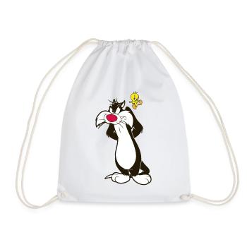 Looney Tunes Sylvester And Tweety Pose - Drawstring Bag - white - Front