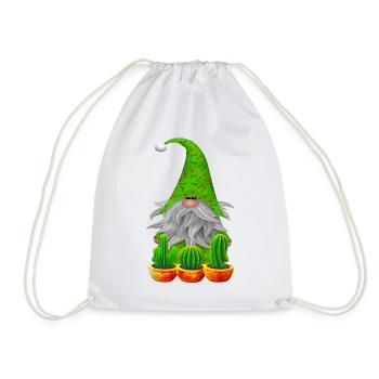 Gnome Garden Cactus - Drawstring Bag - white - Front