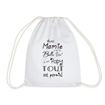 avec mamie... et avec papy... - Sac de sport léger - blanc - Devant