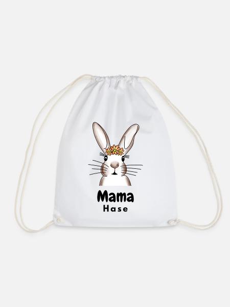 süßer Mama Hase mit Blumen - Turnbeutel - Weiß
