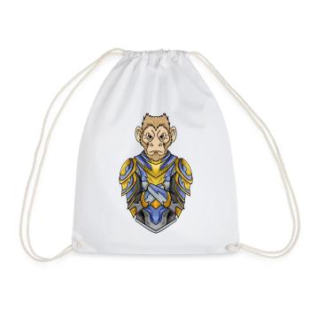 Knight Monkey with Armor Crusader - Drawstring Bag - white - Front
