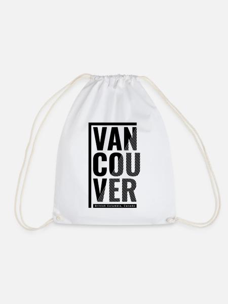 Vancouver Grafik mit Streifen und Label - Turnbeutel - Weiß