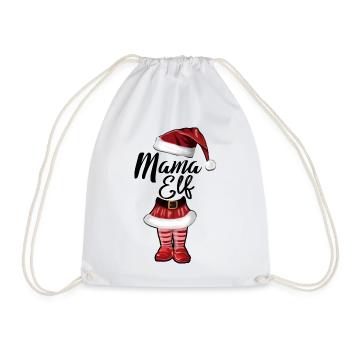 Mama Elf – Lustiges Weihnachtsdesign - Turnbeutel - Weiß - Vorne