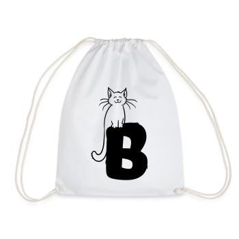 Cat Letter B - Drawstring Bag - white - Front