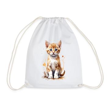 Pawsitively Precious: A Watercolor Kitten - Drawstring Bag - white - Front