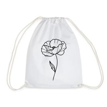 Poppy – Line Graphic, Flower Outlines - Drawstring Bag - white - Front