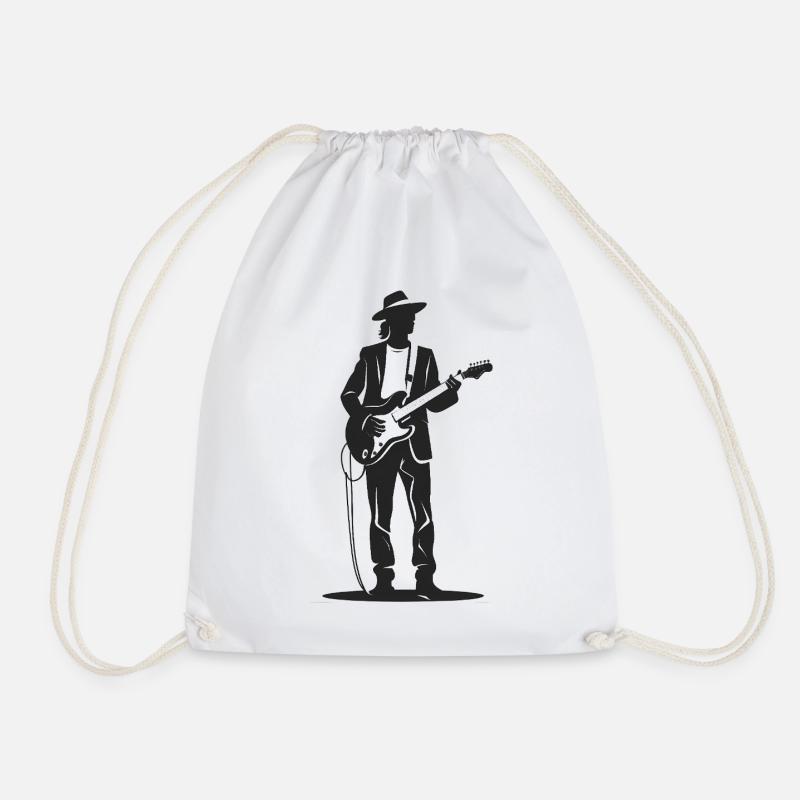 Gitarrist - Cooles Silhouette Logo - Turnbeutel - Weiß