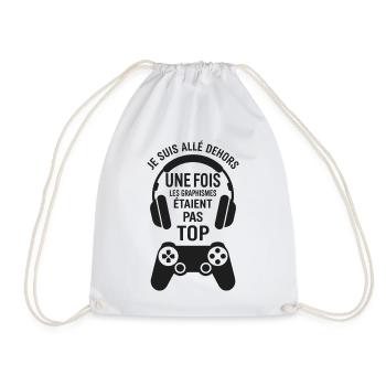 Je suis allé dehors une fois Humour gamer rétro - Sac de sport léger - blanc - Devant
