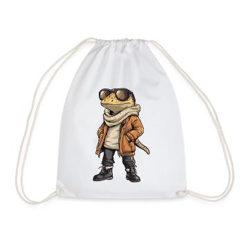 Lizard Cool Winter - Drawstring Bag - white - Front