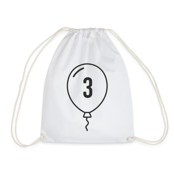 Balloon Number 3 – Birthday & Party Design - Drawstring Bag - white - Front