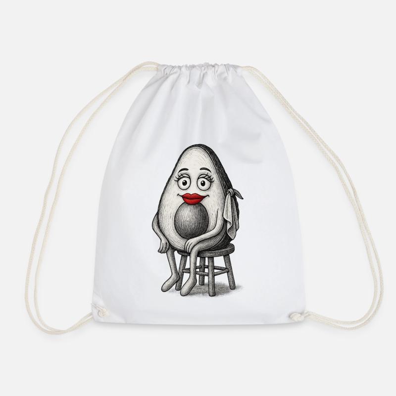 Quirky Avocado - Drawstring Bag - white