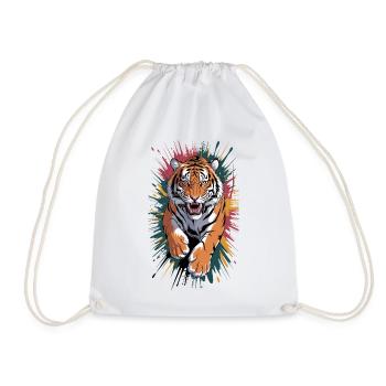 Majestic tiger wildlife art - Drawstring Bag - white - Front
