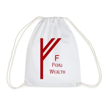 Fehu Rune Complete Red – Viking Futhark Norse - Sac de sport léger - blanc - Devant