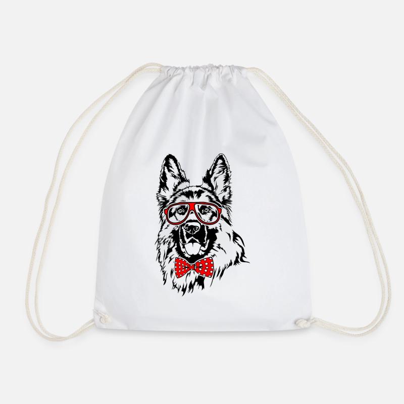 DEUTSCHER SCHÄFERHUND Brille Hunde schlauer Hund - Turnbeutel - Weiß