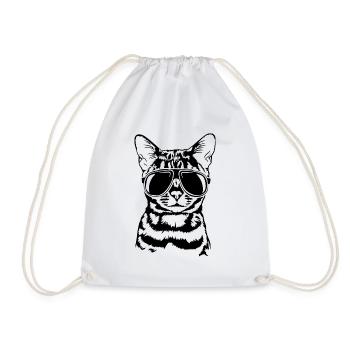 Bengal Katze cool Sonnenbrille Katzen Wilsigns - Turnbeutel - Weiß - Vorne