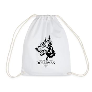 Doberman Mom Dog Dog Doberman Wilsigns - Drawstring Bag - white - Front