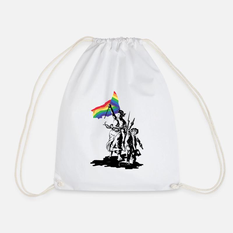 Freedom Guiding LGBT People - Drawstring Bag - white